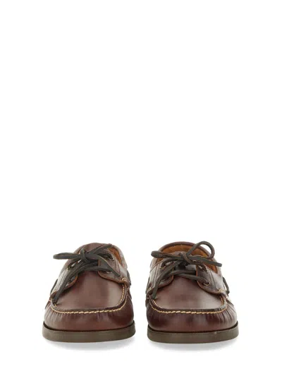 Paraboot Leather Loafers With Moc Toe Stitching In Brown