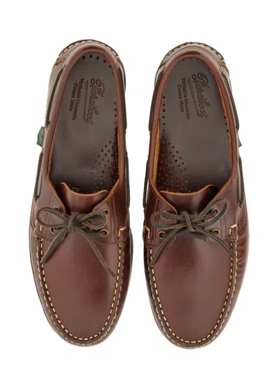 Paraboot Leather Loafers With Moc Toe Stitching In Brown