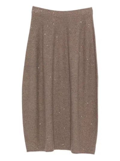 Antonelli Sequin-embellished Midi Skirt In Brown