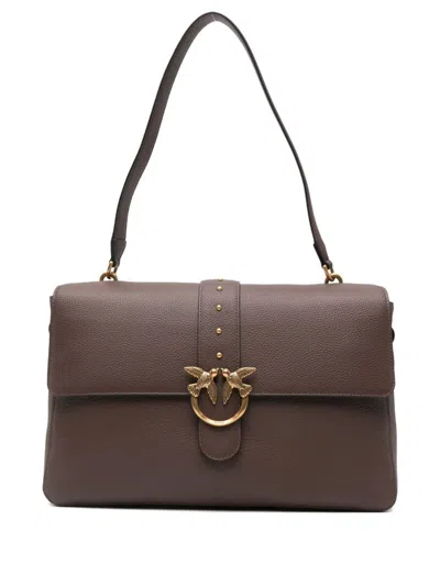 Pinko Leather Maxi Love Bag Slouchy Shoulder Bag In Brown