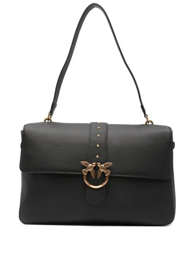 Pinko Love One Leather Shoulder Bag In Black