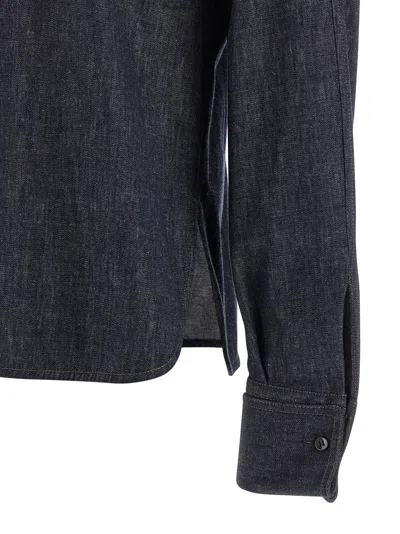 Brunello Cucinelli Cotton Grey Shirt In Blue
