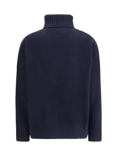 Allude Turtleneck Cashmere Sweater In Blue