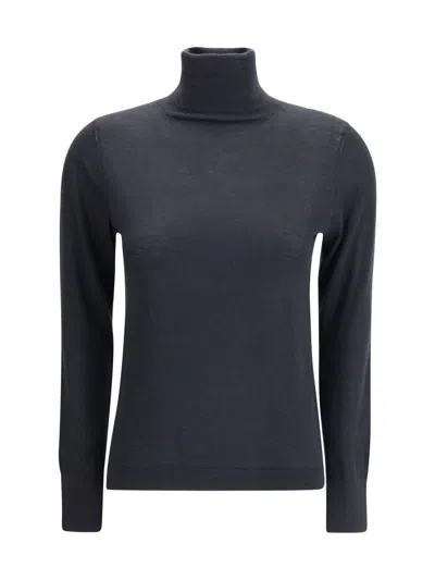 Allude Cashmere Turtleneck Sweater In Blue
