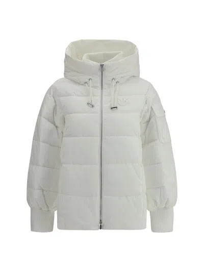 Pinko -line Down Jacket With Logo Patch In White