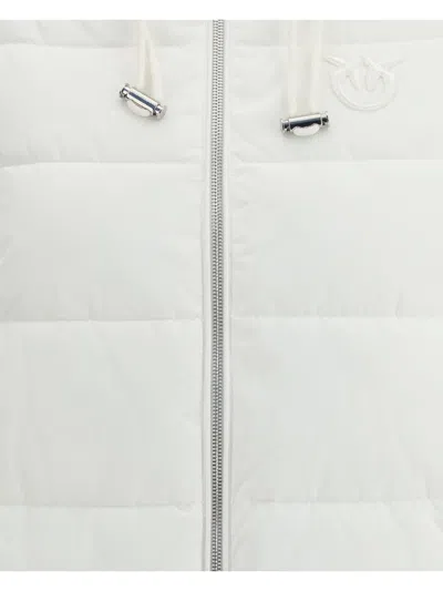 Pinko -line Down Jacket With Logo Patch In White