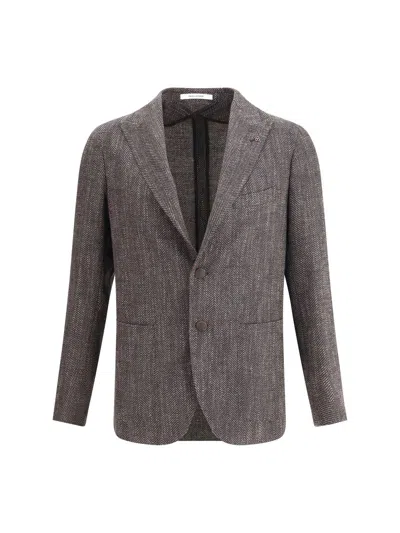 Tagliatore Herringbone Peaked-lapel Blazer In Gray