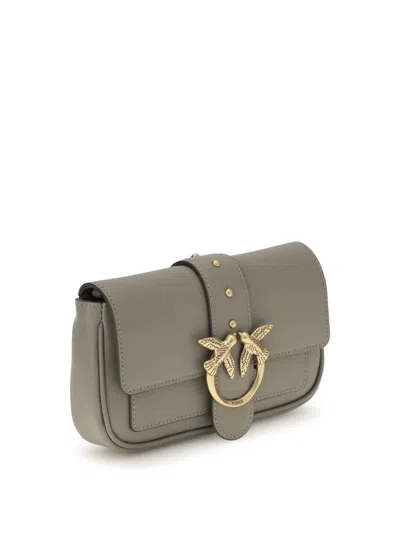 Pinko Mini Love Birds-detail Shoulder Bag In Black