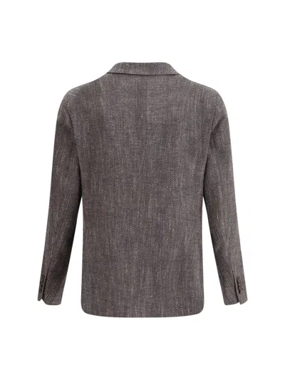 Tagliatore Herringbone Peaked-lapel Blazer In Gray