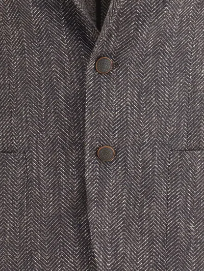 Tagliatore Herringbone Peaked-lapel Blazer In Gray