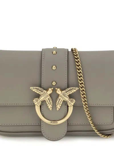 Pinko Mini Love Birds-detail Shoulder Bag In Black