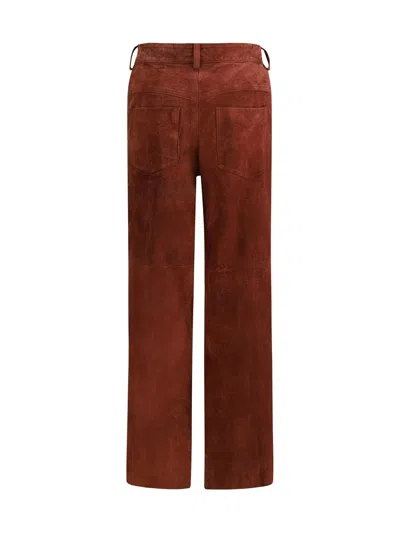 Salvatore Santoro Leather Buttoned Straight Trousers In Brown