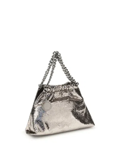 Stella Mccartney Metallic Crackle-effect Falabella Shoulder Bag In Silver