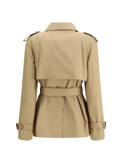 Chloé Women Short Cotton Gabardine Trench Coat In Brown