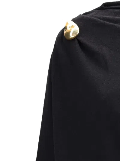 Fabiana Filippi Fitted Midi Dress With Draped Bodice And Gold Detail In Black