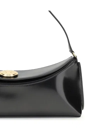 Jacquemus Curved Gold Handle Shoulder Bag In Black