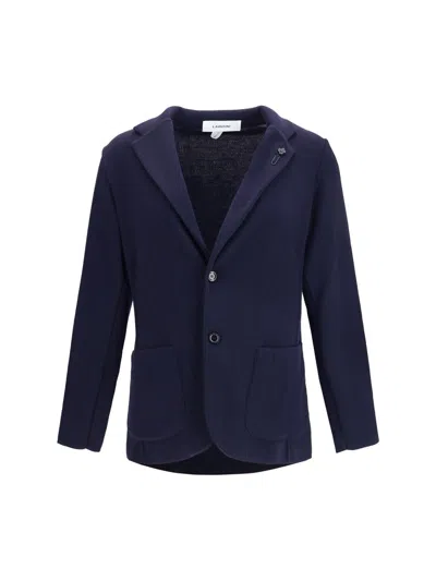 Lardini Single-breasted Virgin Wool Blazer In Blue