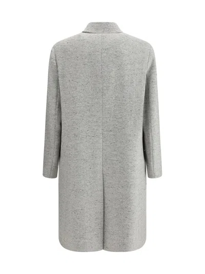 Lardini Herringbone Single-breasted Coat In Gray