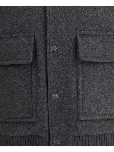 Woolrich Wool Twill Pocket Bomber In Black