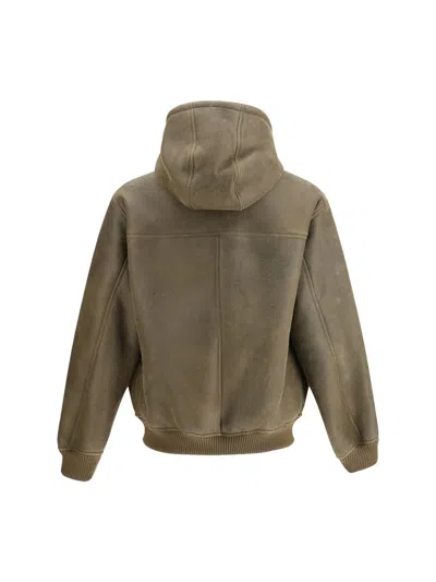 Emporio Armani Lamb Shearling Oversized-fit Blouson In Brown