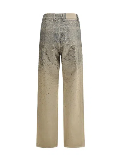 Golden Goose Straight-leg Pants With Gradient Crystal Embellishment In Brown
