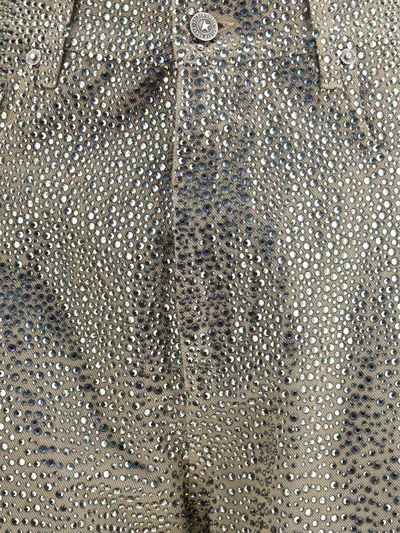 Golden Goose Straight-leg Pants With Gradient Crystal Embellishment In Brown