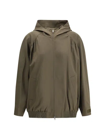 Marni Hooded Bomber Jacket In Green