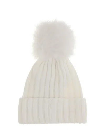 Moncler Pompom-detail Ribbed Beanie In White