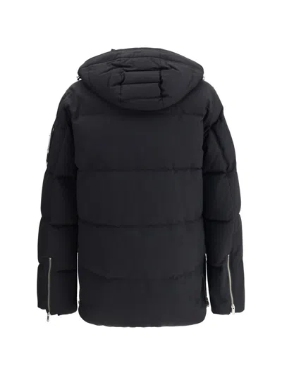Moose Knuckles Forrestville Black Down Jacket With Fixed Hood And Logo Patch On The Sleeve In Cotton Blend Man In Black