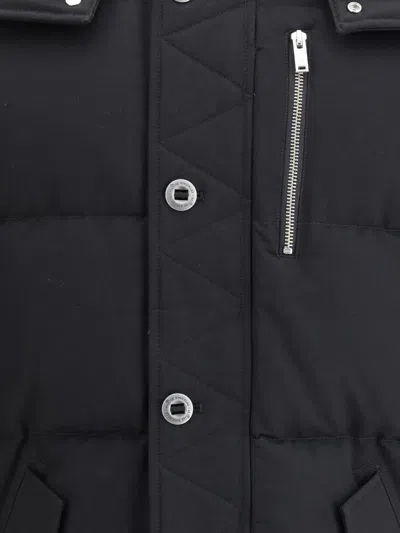 Moose Knuckles Forrestville Black Down Jacket With Fixed Hood And Logo Patch On The Sleeve In Cotton Blend Man In Black