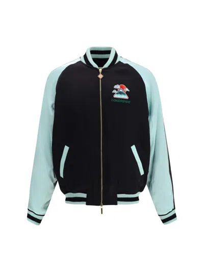 Casablanca Quilted Colour-block Satin Track Jacket In Green