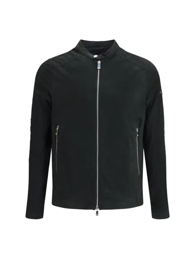 Tatras Double-slider Zip Suede Leather Jacket In Green