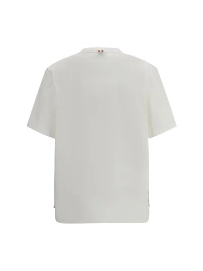 Thom Browne Oversized Short Sleeve Tee With Embroidered Rwb Pocket Trim In Heavy Jersey Clothing In White