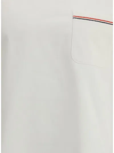 Thom Browne Oversized Short Sleeve Tee With Embroidered Rwb Pocket Trim In Heavy Jersey Clothing In White