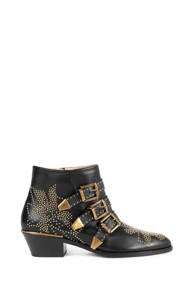 Chloé Susanna Nappa Leather Ankle Boot Shoes In Black