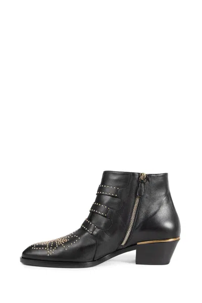 Chloé Susanna Nappa Leather Ankle Boot Shoes In Black