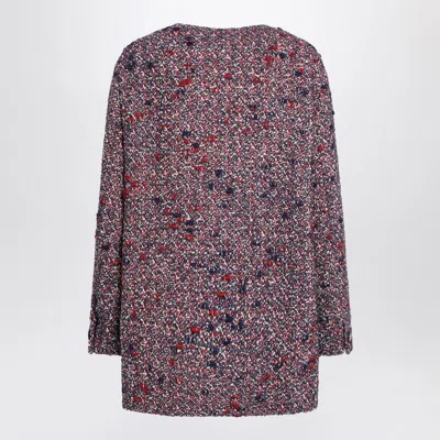 Gucci Womens Blue Red Mc Boucle-texture Round-neck Wool-blend Jacket In Multi
