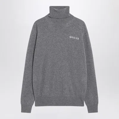 Gucci Grey Turtleneck Sweater In Cashmere Women In Black