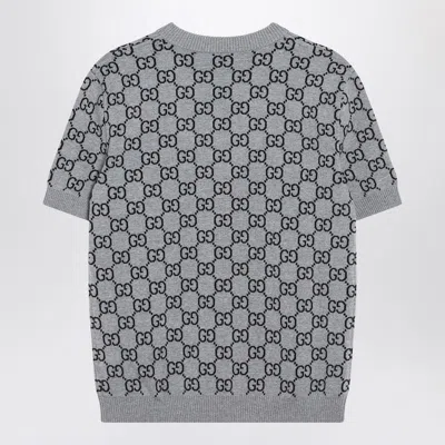 Gucci Reversible Gg Wool Jacquard Top In Gray