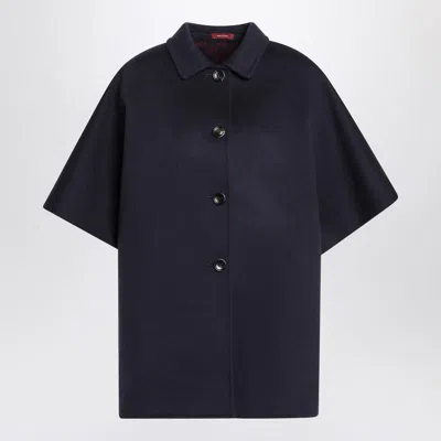 Gucci Reversible Blue Coat With Gg Pattern Women In Blue