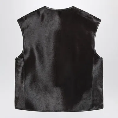 Loulou Studio Sleeveless Vest In Pony Effect Leather In Black