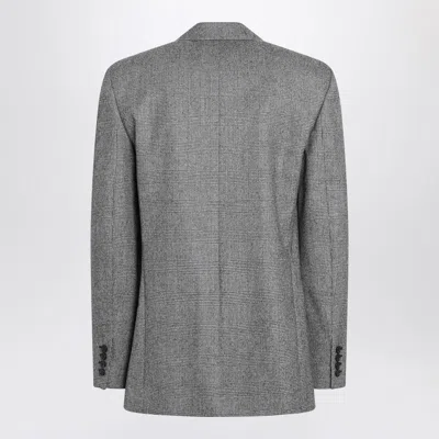 Saint Laurent Prince De Galles Wool Flannel Blazer In Gray