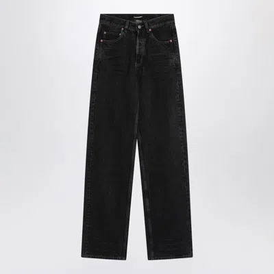 Saint Laurent V Waist Baggy Denim In Black