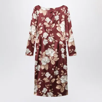 Dolce & Gabbana Rose Print Midi Dress With A Square Neckline In Multi