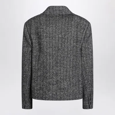 Dolce & Gabbana Pinstriped Wool-blend Double-breasted Jacket In Gray