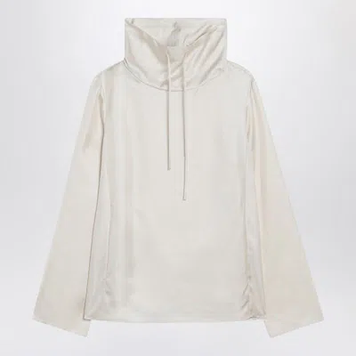 Loulou Studio Silk Blouse With Drawstring And Long Sleeves In Neutral