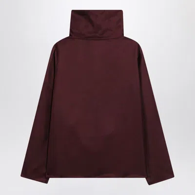 Loulou Studio Silk Blouse With Drawstring And High Collar In Burgundy