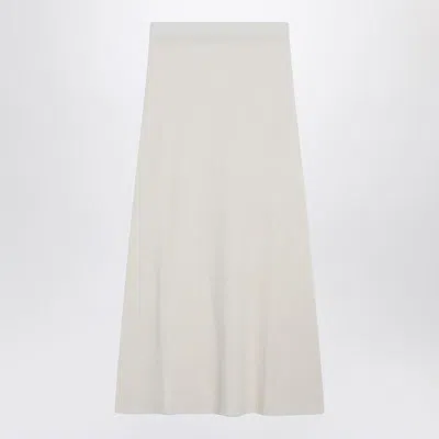 Max Mara Ivory Skirt In Stretch Cashmere Knit In White