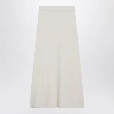 Max Mara Ivory Skirt In Stretch Cashmere Knit In White