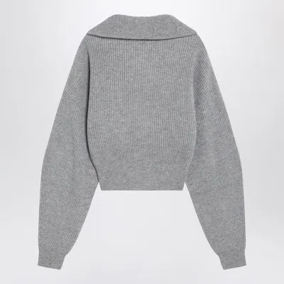 Sportmax Grey Zip-up Cardigan In Wool And Cashmere In Gray